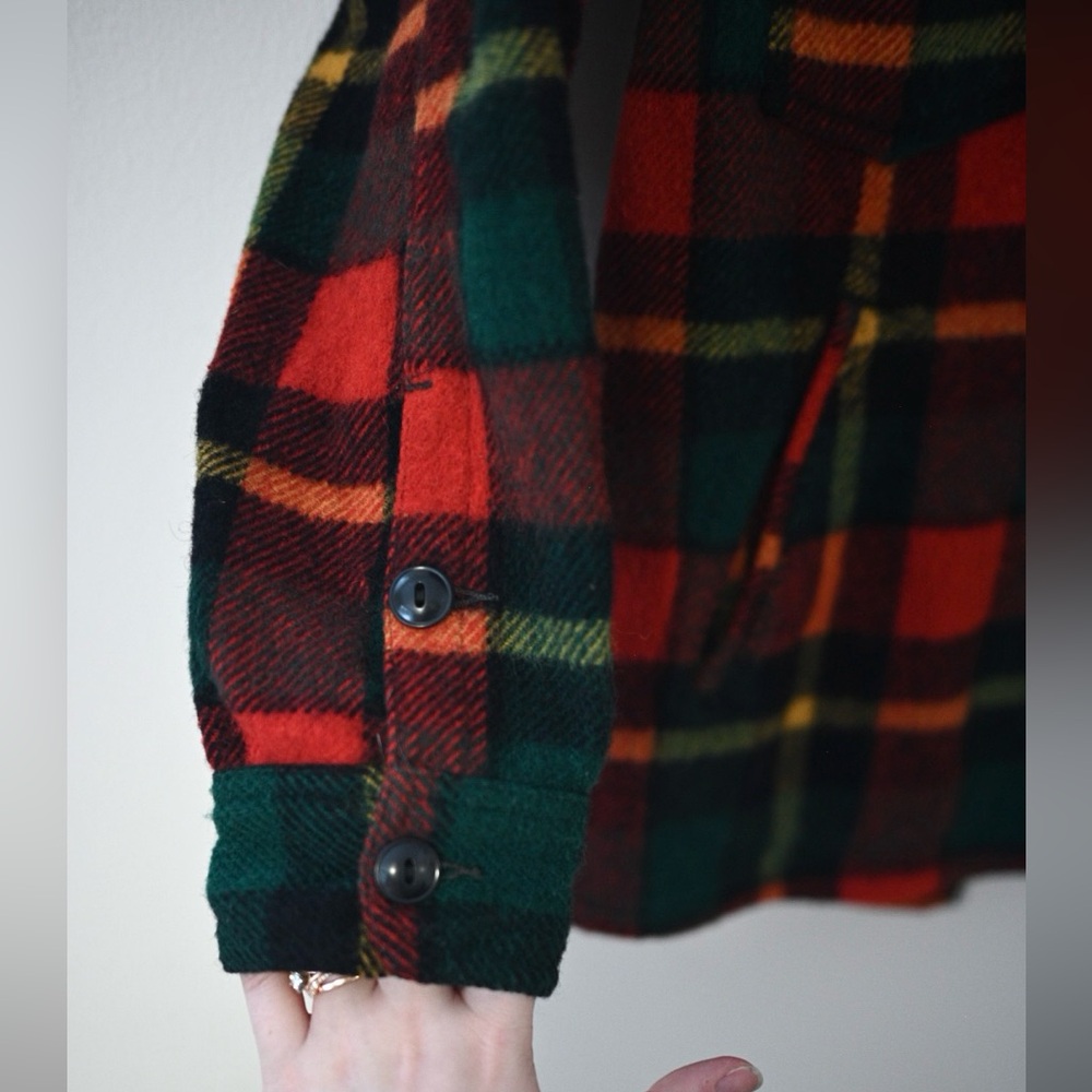 VTG Johnson Woolen Mills Jacket Mens M 60s Tartan Plaid Hunting Mackinaw Wool - Picture 4 of 16